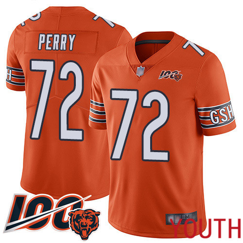 Chicago Bears Limited Orange Youth William Perry Alternate Jersey NFL Football #72 100th Season->chicago bears->NFL Jersey
